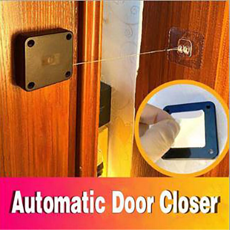 1 Set Black/White Door Closer Punch-Free Automatic Door Closers For Drawers Rawstring Bracket Door Automatic Closer 500G Pull