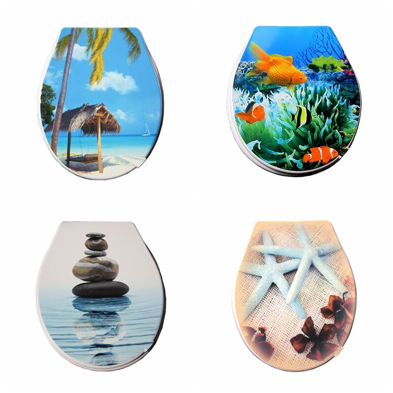 Toilet seat cover Stone group people pattern set PP toilet lid cover starfish toilet seat