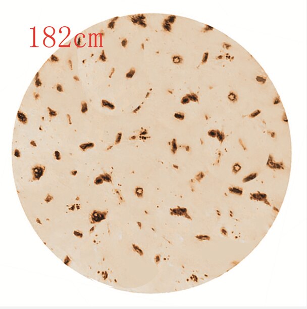 Superzachte ronde burrito deken, fleece deken met tortilla textuur: Bruin 182cm