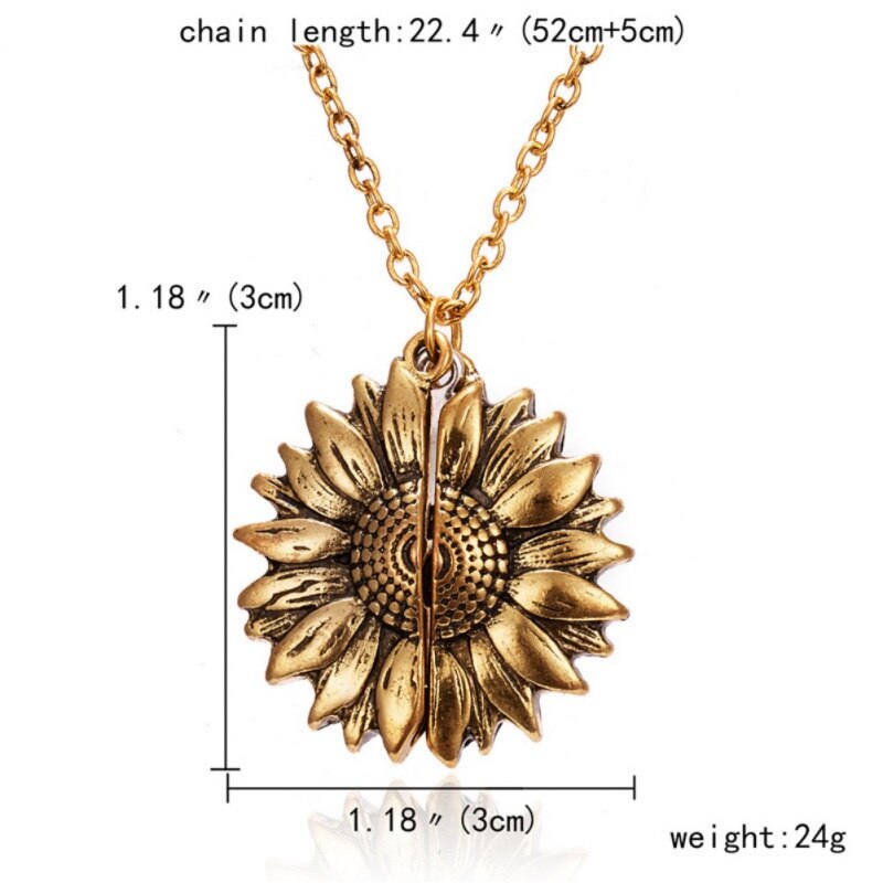 Women Gold Necklace You are my sunshine Open Locket Sunflower Pendant Necklace Jewelry Pendant Custom Sunshine Necklace