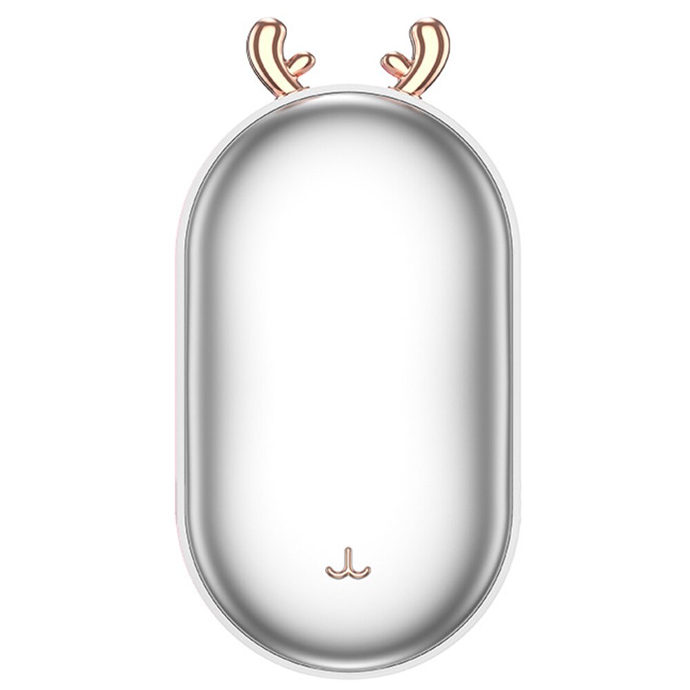 Ogrzewacz dłoni 2 w 1 przenośny moc Bank USB akumulator elektryczny ogrzewacz dłoni inteligentna stała temperatura 5200mAh: cute jeleń srebro