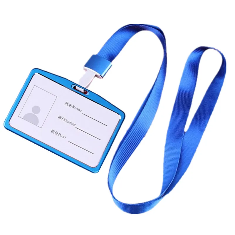 Metal Working Permit Case Badge Holder Exhibition Name ID Card Holder Card Cover Lanyard Staff Work Pass Card Sleeve Neck Strap: Red
