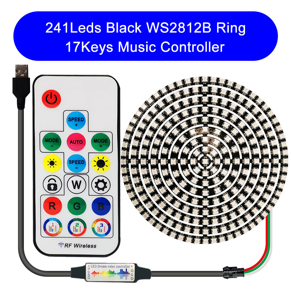 DC5V WS2812B DIY LED Ring 8 to 241 Pixels 5050 RGB Individually Addressable WS2812 Round Modules With 17Keys Music RF Controller: Dark Khaki