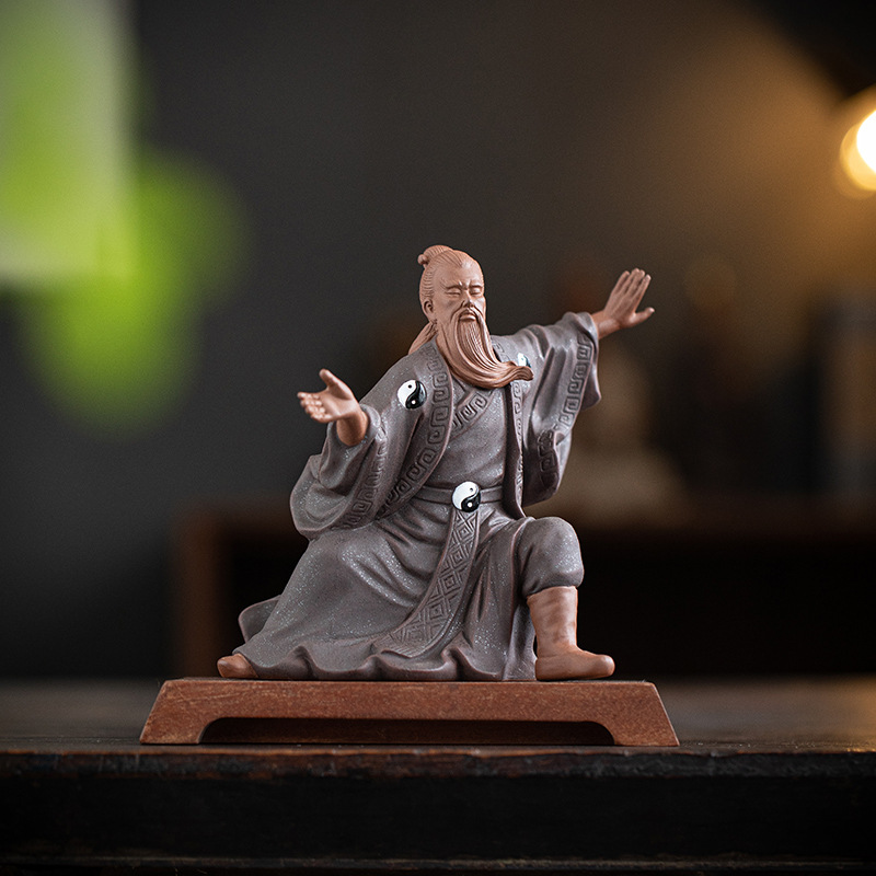 Artesanías de arcilla púrpura de estilo Zen chino, Tai Chi, Zhang Sanfeng, figuras legendarias, adornos, muebles para el hogar, decoraciones para la vida