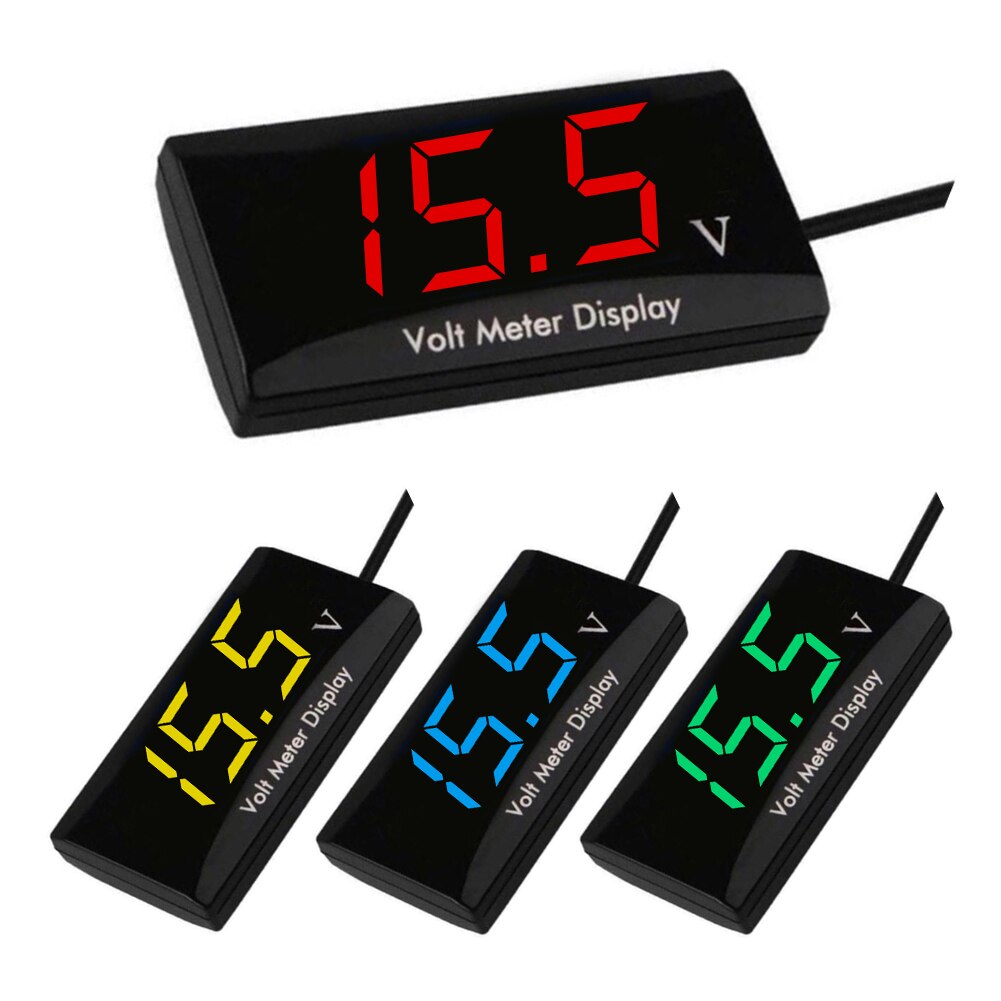 12V SPEC Digital LED Display Voltmeter Car Motorcycle Volt Gauge Panel Meter Red Yellow Blue Green