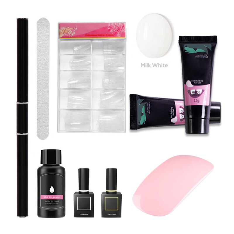 Private Salon Extension Nail Kit Fast Crystal Nail Extension Gel Kit Beginner Set NOV99: plastic