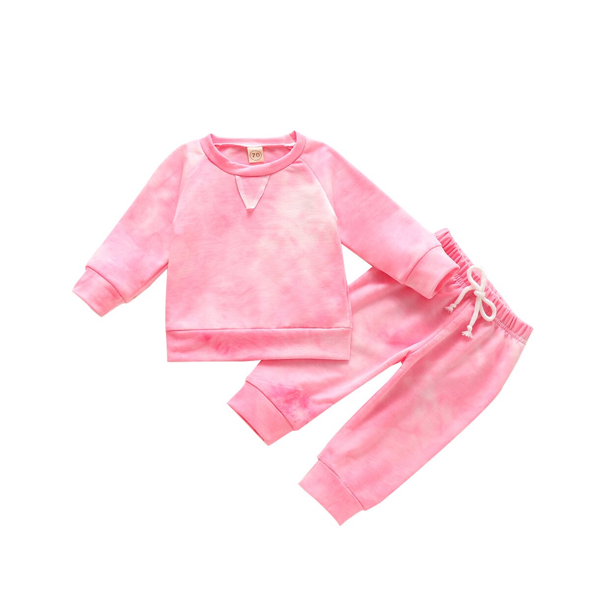 Autumn Kids Tie dye Tracksuit 2pcs 0-18M Infant Baby Boy Girl Clothing Long Sleeve Colorful Sweatshirt Top+Long Pants 2pcs: B / 12M