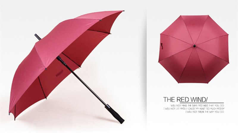 Nx stor lang semi-automatisk paraply golf enkeltlags diameter 135cm mand og kvinder business stærk vindtæt paraply: Rød