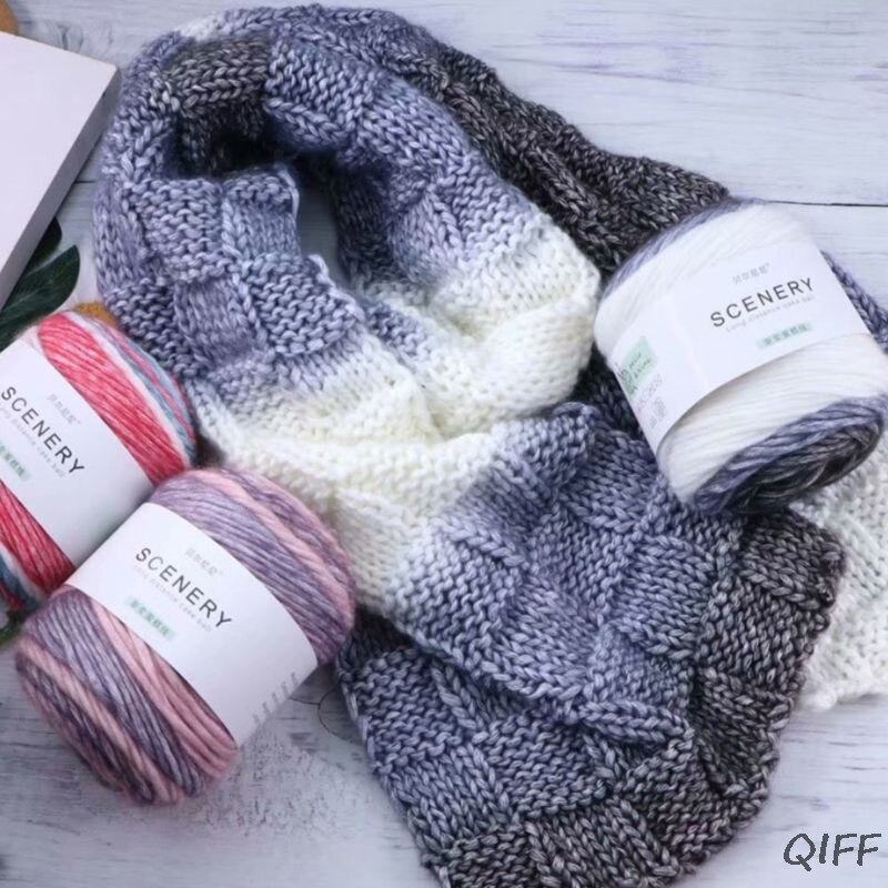 100g Hand Knitting Cake Yarn Gradient Ombre Colorful Crochet Woven DIY Thread