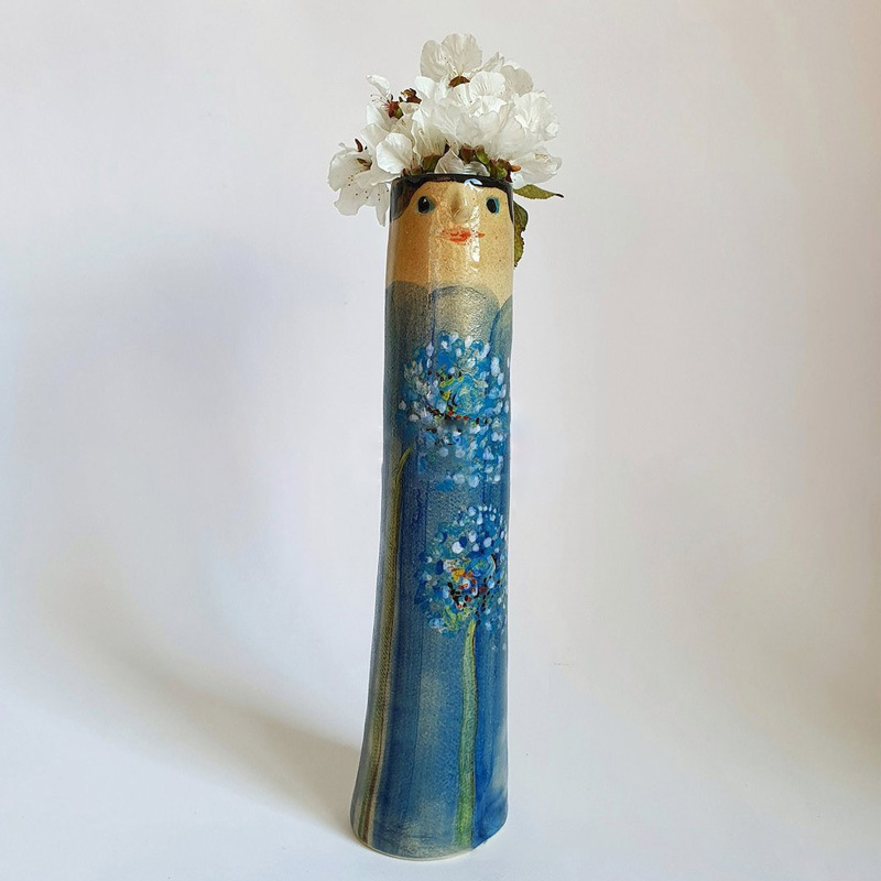 Vasi di gemme di famiglia di primavera con facce Cachepot dipinto a mano colorato per decorazioni di fiori per balcone di casa soggiorno regalo di nuova casa