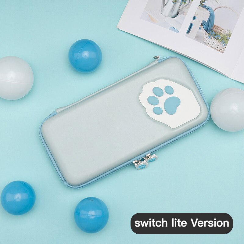 Cute Cat Paw Nintendo Switch Storage Bag NS Console Case Portable Storge Bag for Nintendo Switch/Switch Lite Game Accessoriaes: Blue for Lite