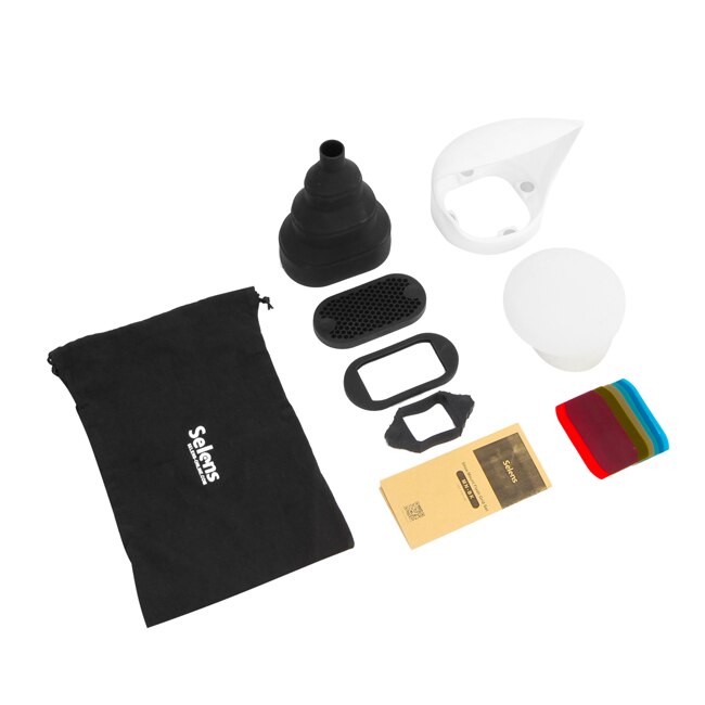 Selens Magnetic Flash Accessories Kit 7 Color Filters Honeycomb Grids Sphere Bounce Snoot Grip Lighting Modifier for Speedlite