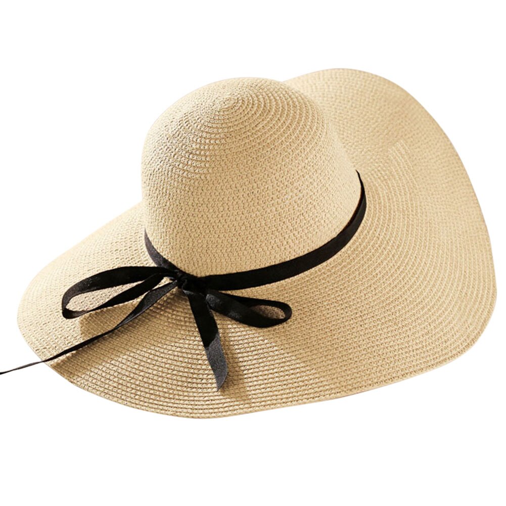 1 stk kvinner dame stråhatt solhatt bred randen pustende for utendørs strand sommer 99. nov: Beige