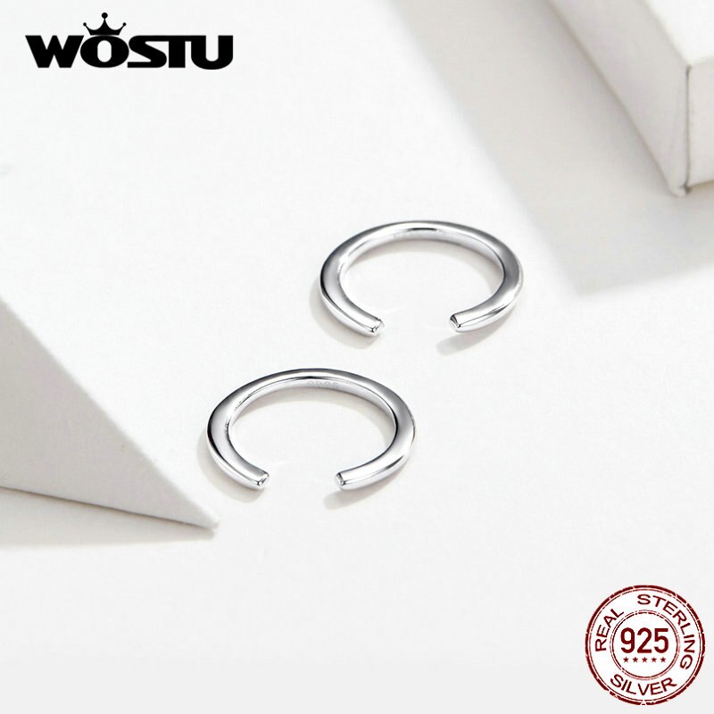 Wostu Klassieke Cirkel Hoepel Oorbellen 100% 925 Sterling Zilver Kleine Oorbellen Voor Vrouwen Wedding Minimalistische Sieraden CQE647