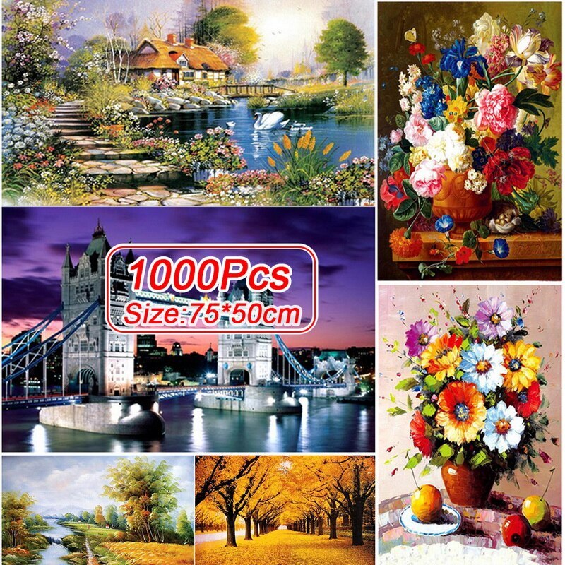 1000Pcs Puzzel Houten Papier Puzzels Educatief Speelgoed Voor Kinderen Slaapkamer Decoratie Stickers