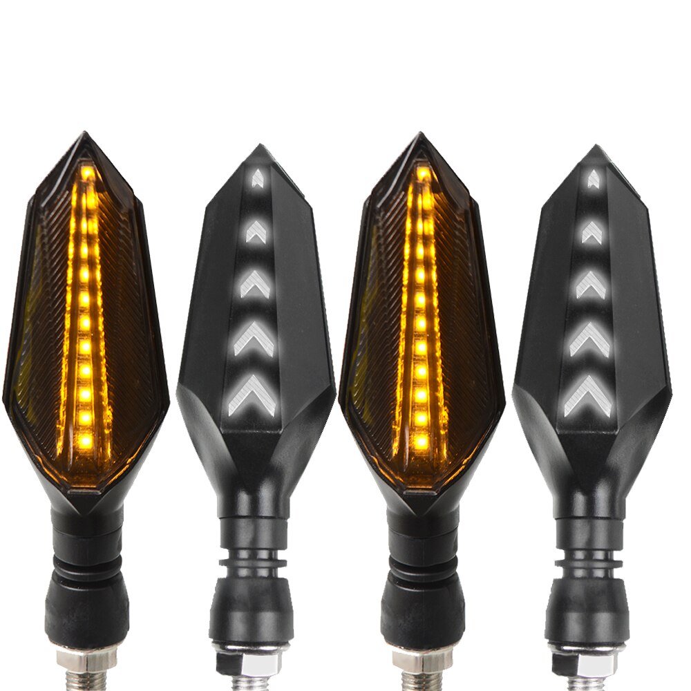 Luces LED universales de 12v para dirección de motocicleta Luz de señal de giro para motocicleta, luces indicadoras de Motor, estilismo de flecha para motocicleta: 2 pair yellow white