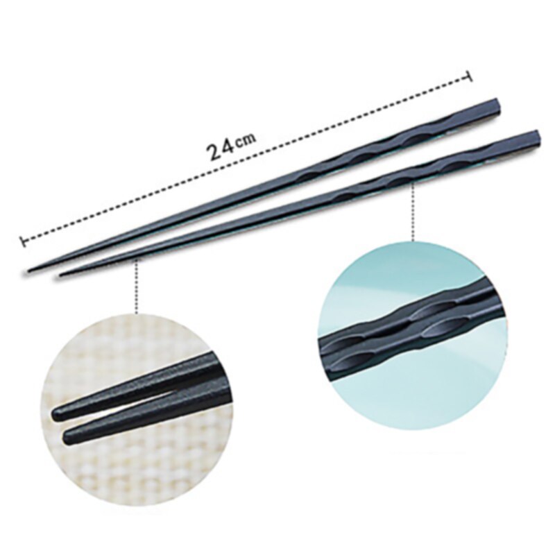 Palillo chino de plástico antideslizante para Sushi, palillos de metal, palillos chinos reutilizables, duraderos, 1 par: 4