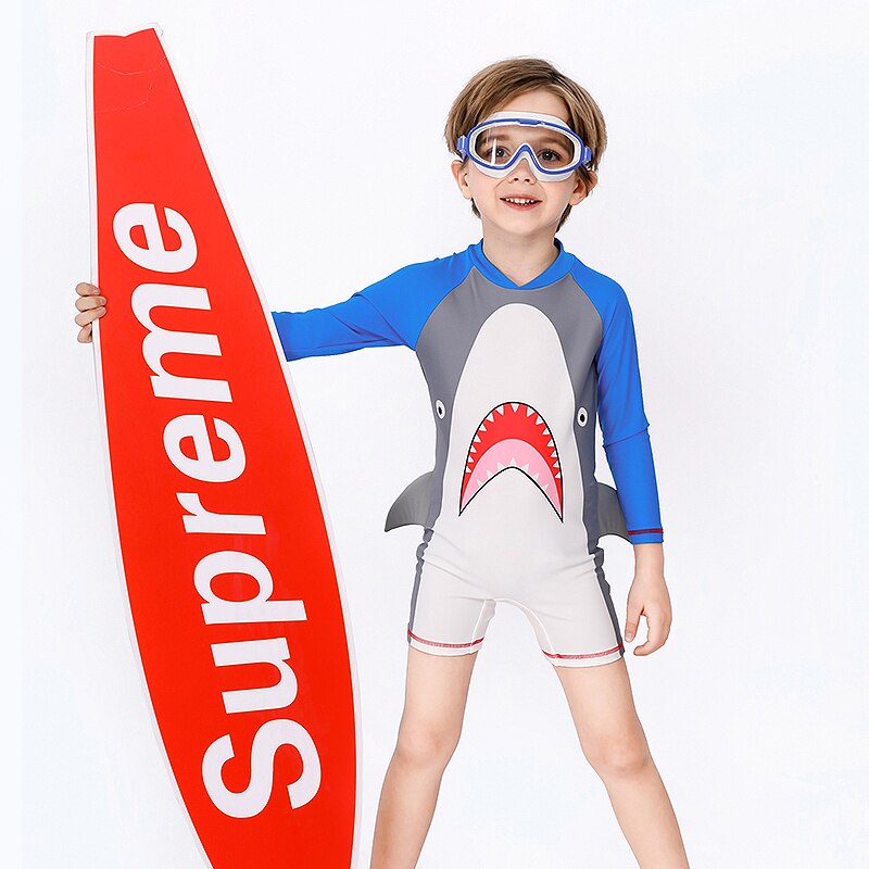 Bonito do bebê meninos maiô com padrão dos desenhos animados criança maiô crianças roupa de banho uma peça terno de natação para crianças