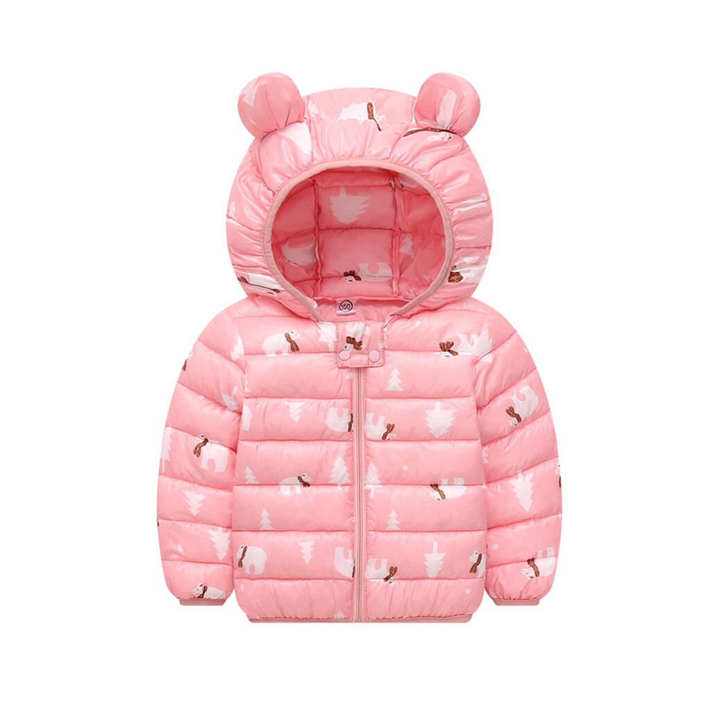 Abrigos de chico para la nieve infantil abrigos con capucha para bebés y niñas chaquetas con estampado de dibujos animados Otoño Invierno ropa de abrigo para niños: Pink / 2T