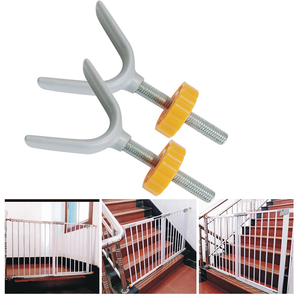 2pcs M10 Stair Banister Fence Baby Pet Safety Y Spindle Rod Doorways Pressure Mounted Gate Screw Bolt Easy Install Steel Core