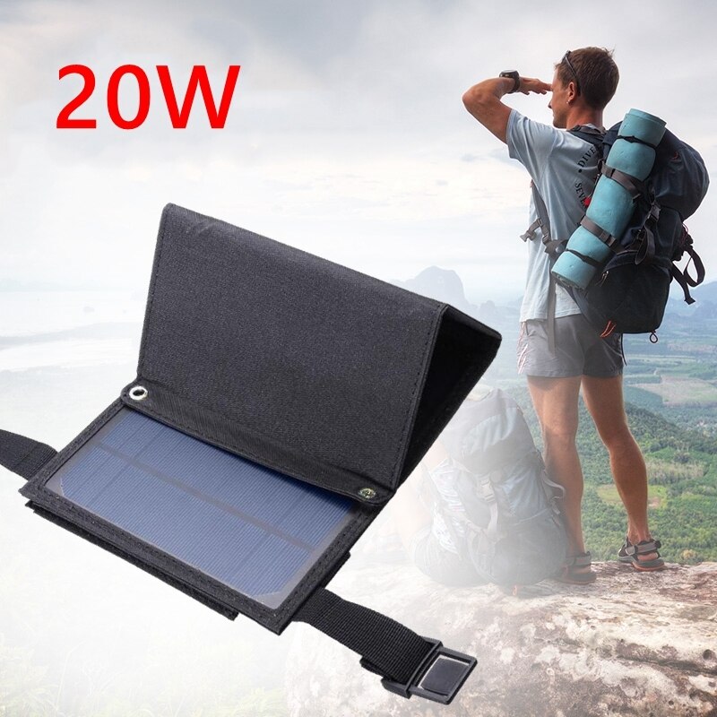 20w usb solpanel bärbar hopfällbar vattentät solpanel laddare mobil batteriladdare hopfällbar solcell för utomhusbruk