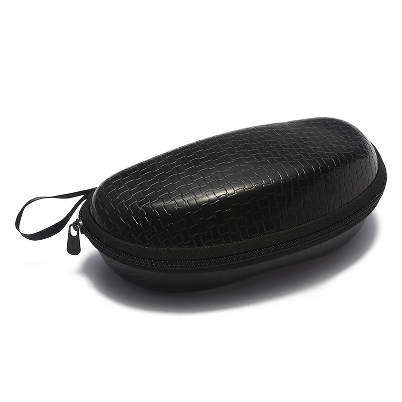 Sunglasses Glasses Case Zipper Leather Glasses Case Strong Compression Oval Glasses Case Multi-purpose Storage Box