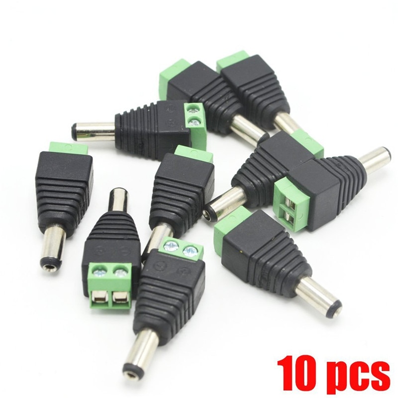 10 Pcs Dc Plug Mannelijke Dc Power Plug Connector 2.1 Mm X 5.5 Mm 5.5*2.1 Mm Schroef Bevestiging type Dc Plug Adapter Om Verbinding Led Strip