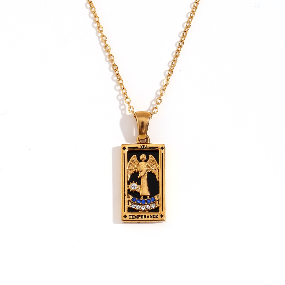 MamacitaSlay en Populry colgante Rectangular amantes de la emperatriz mago Tarot collar de acero inoxidable impermeable para mujeres: Cobalto violeta