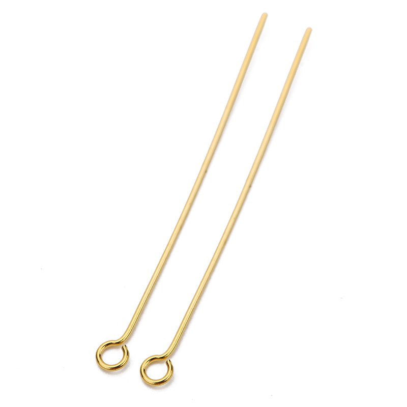 100 Uds. Agujas de cabeza plana de ojo de acero inoxidable a granel 20mm 30mm 40mm conector de alfileres de cuentas de bola de Color dorado para fabricación de joyas: 10 mm / Verde