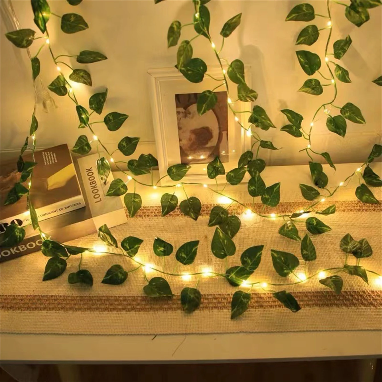 Casamento pendurado guirlanda luz da corda artificial lvy led stringlight para o quarto festa de casamento jardim parede sala alimentado por bateria