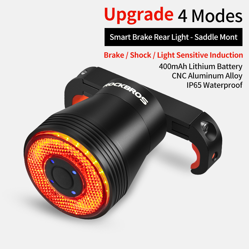 ROCKBROS-luz trasera inteligente para bicicleta, con sensor de freno, resistente al agua IPx6, Q5: TL907Q51