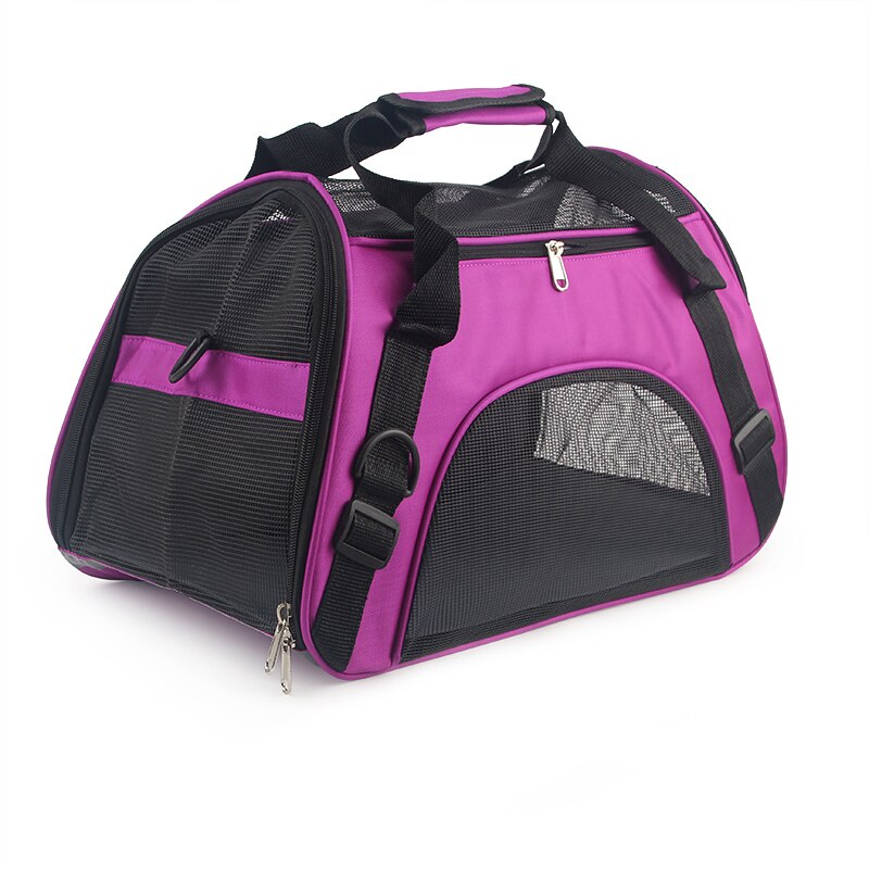 S/M/L-Bolsa de transporte portátil para perros y gatos, bolsa de transporte de lados suaves, bolso respirable para transporte al aire libre, Chihuahua pequeño de malla: Purple / L52X24.5X33cm