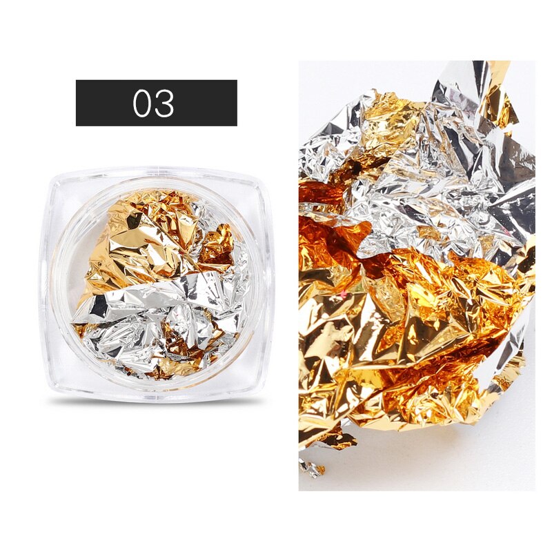 1 Box Nail Art Sticker Kleurrijke Onregelmatige Folies Papier Goud 3D Flakies Manicure Nail Art Diy Decoratie Accessoires: 3