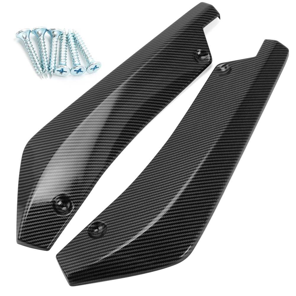 thumbnail interactive-video image 1 of DREAMIZER Carbon Fiber Style Rear Bumper Lip Diffuser Splitter Canards – Fits Ford Mustang – ABS Plastic 1 of 2