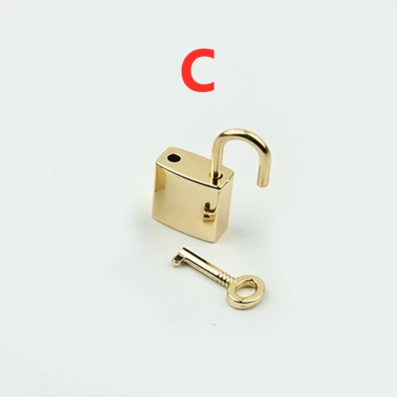 Lucchetto Vintage Per Bagagli - Mini, In Ottone, Con Chiave, 35x21 Mm, Oro Chiaro - Foto 2