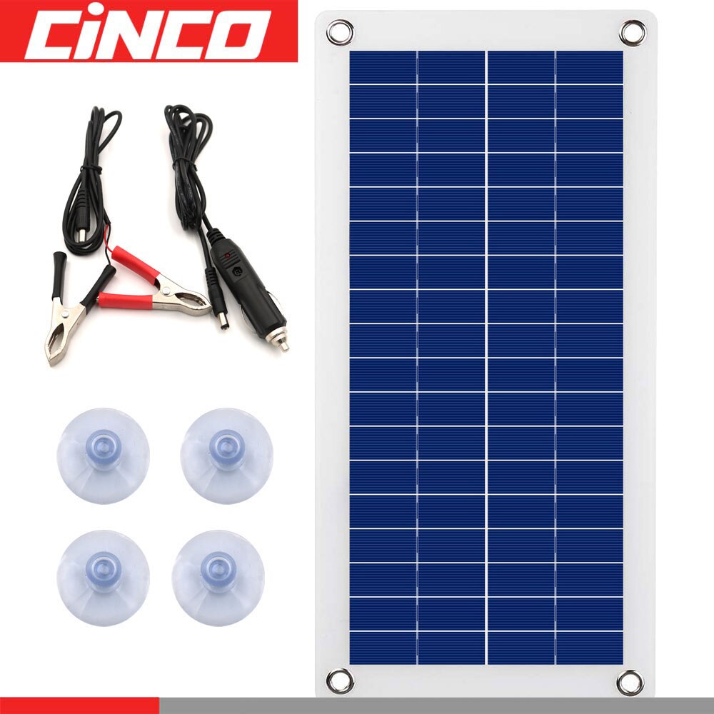 Flexible Solar Panel with Car Battery Charger USB Mini VDC 10 W 12V Solar Cell Charger Controller Outdoor Camping LED Light