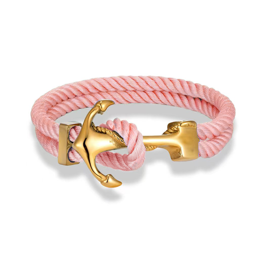MKENDN Men Anchor Bracelet Woven Multilayer Survival Rope Bracelets For Women Gold Color Stainless Steel Sailor Buckle: 23cm / Green Dragonly