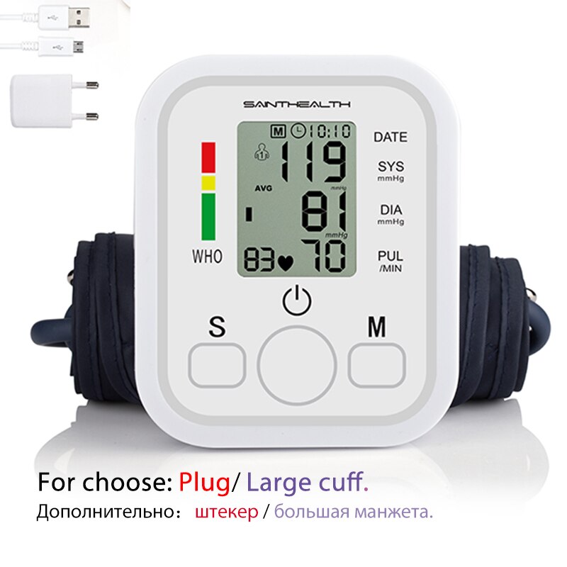 Draagbare Digitale Bovenarm Bloeddrukmeter Hartslag Test Gezondheidszorg Monitor Bp Tonometer