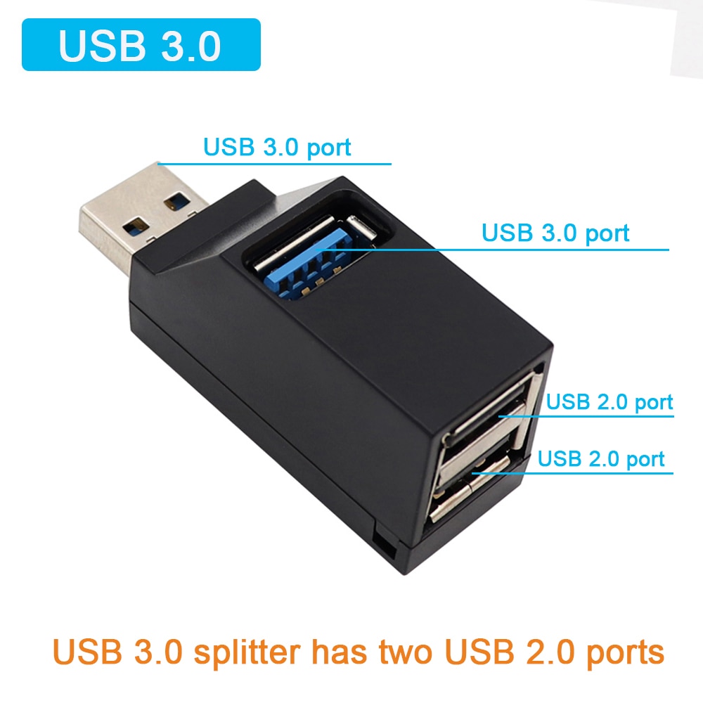 USB 3,0 HUB Adapter Extender Mini Splitter Box 3 Ports High Speed Für PC Laptop U Disk Card Reader