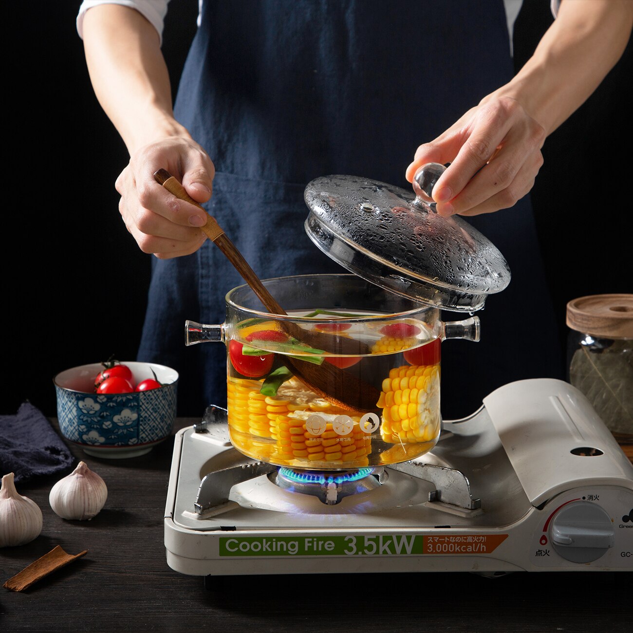 1350ML Heat-resistant Glass Pot Stew Soup Pot Boiling Water Pot High Borosilicate Binaural Glass Salad Bowl