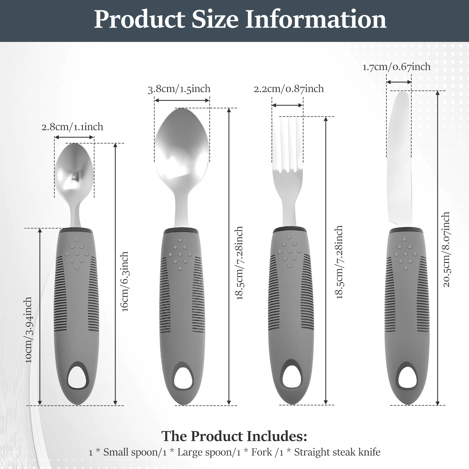4Pcs Elderly Utensils Adaptive Built Up Utensils Nonslip Spoon Handicapped People Fork Elderly set Parkinsons Silverware