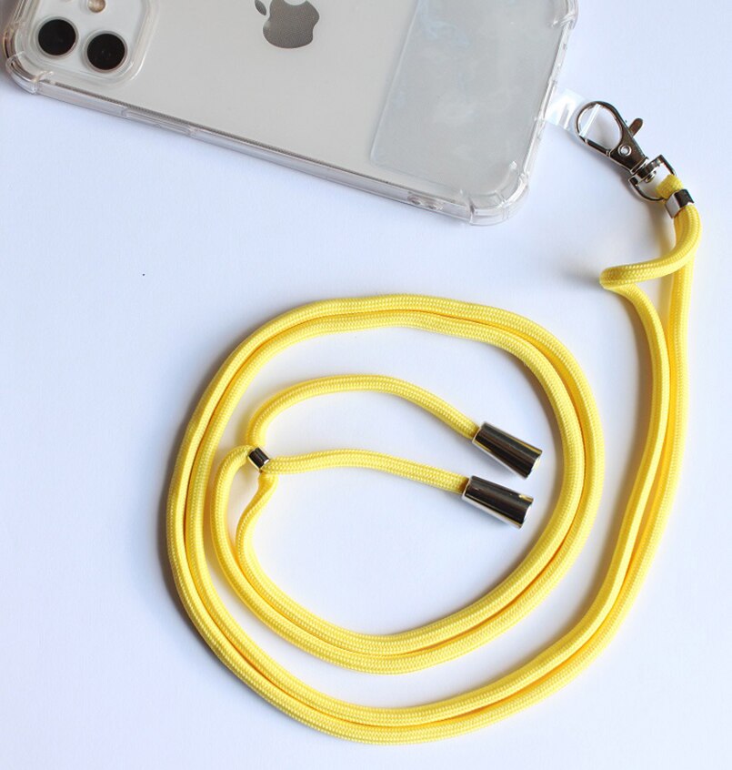 Cordon pour coque de téléphone portable + adaptateur universel, ruban de suspension pour accrocher, jaune, rouge, noir, gris, lilas, bleu: Yellow
