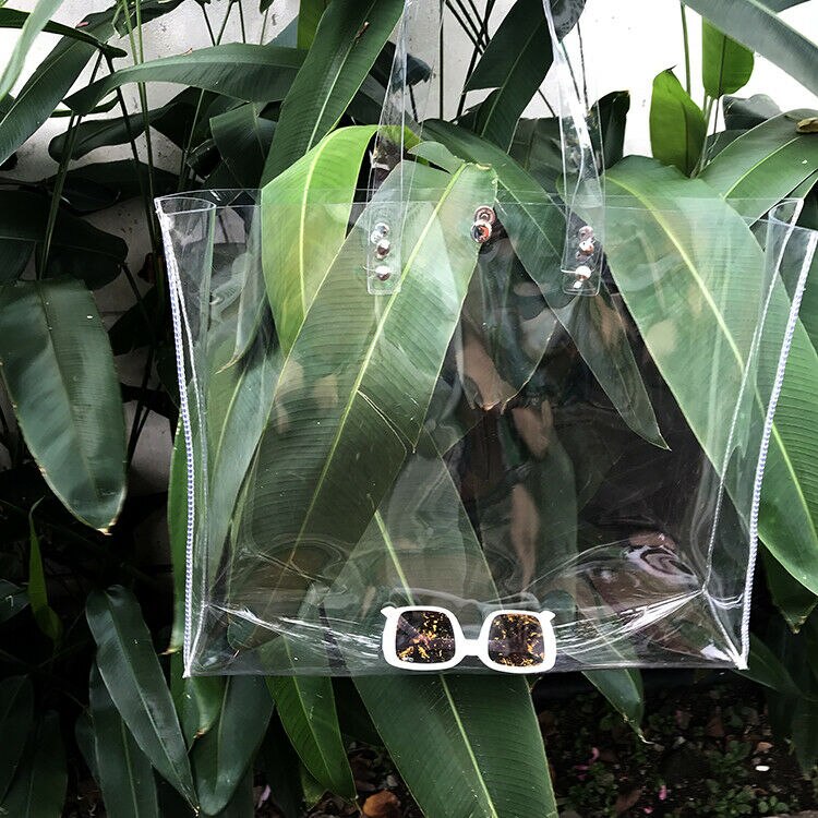 Transparent Plastic Extra Large Clear Crystal Shoulder Bag Tote Shopper Handle