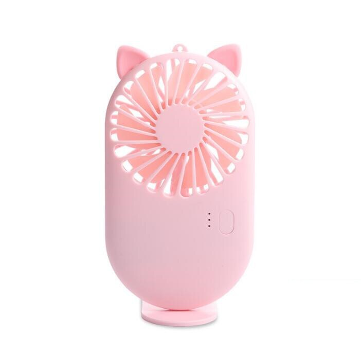Fabriek Directe Clip Custom Hand-Held Draagbare Cartoon Base Fan Mini Stijl Usb Hand Elektrische Ventilator: Cute cat-pink