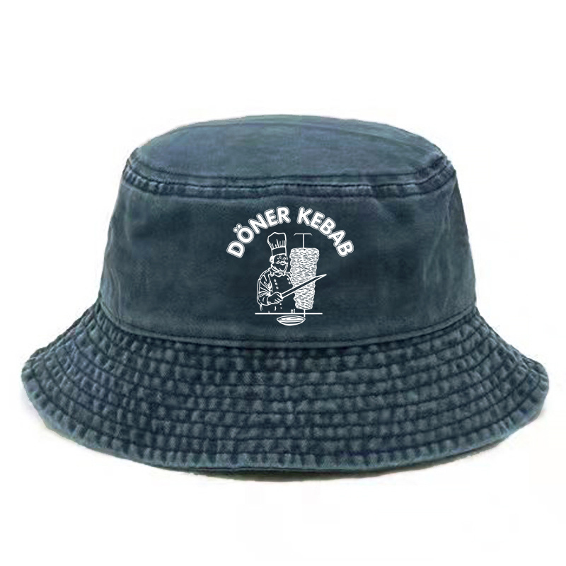 Doner Kebab Bucket Hat Distressed Hats Cap Washed Men Retro Outdoor Summer Doner Kebab Cap Bob Panama Caps: WHITE