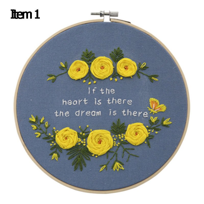 Europa diy bånd broderi begyndere sæt fortrykt blomstermønster korssting vægmaleri kunstsæt med broderiramme: Punkt 1