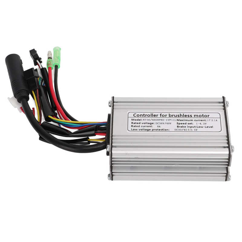 Electric Bicycle 36V/48V Controller Stable Output 36V/48V Sine Wave Controller Durable Aluminum Alloy with Lightline for 250W