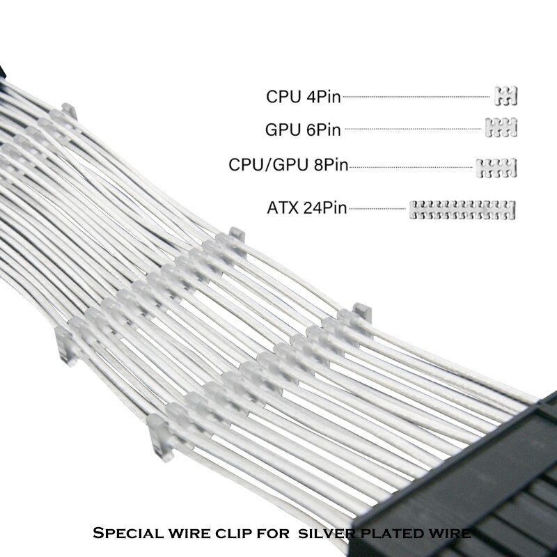 PSU Cable Slot Manager Comb PC Module Line Seat Silver Jacketed Wire Clip 1.8-2mm ATX/GPU/CPU 24Pin 8Pin 6Pin 4Pin