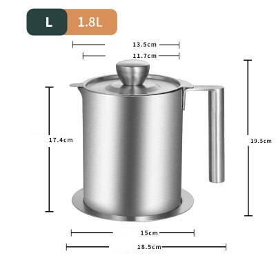 Deep Frying Pot Thermometre Tempura Fryer Pan Temperature Control Fried Chicken Pot Cooking Tools Stainless Steel Kitchen Tool: 1.8L