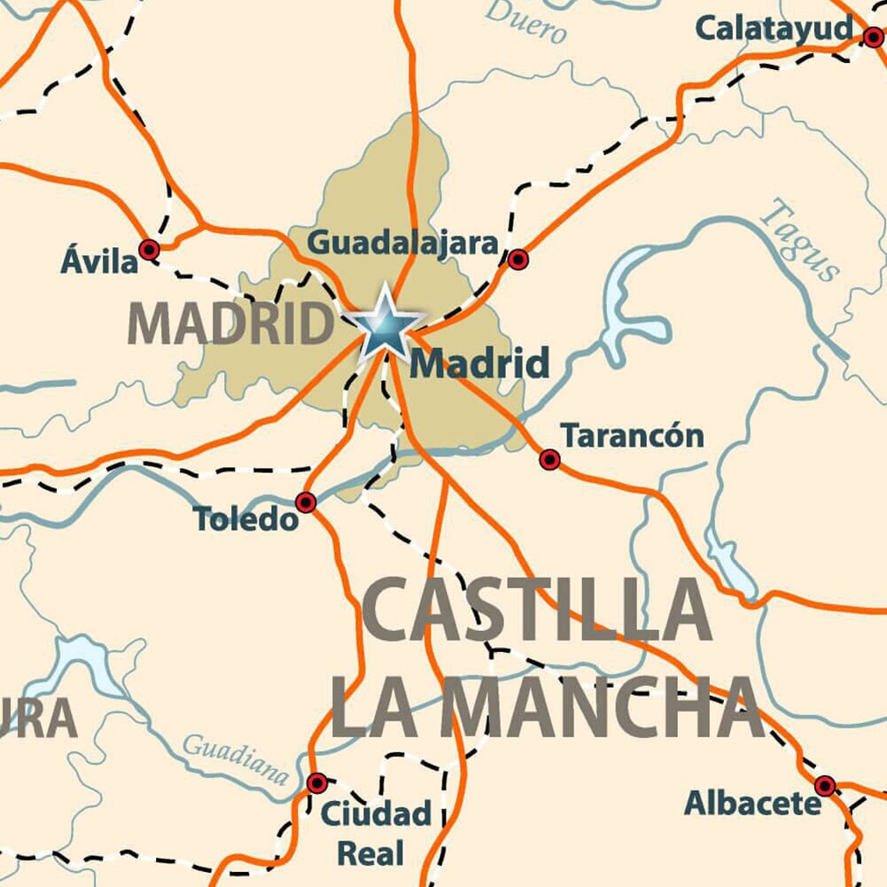 225*150 Cm The Spain Road Network Map Non-woven Canvas Painting Wall Art Poster Home Decoration School Supplies